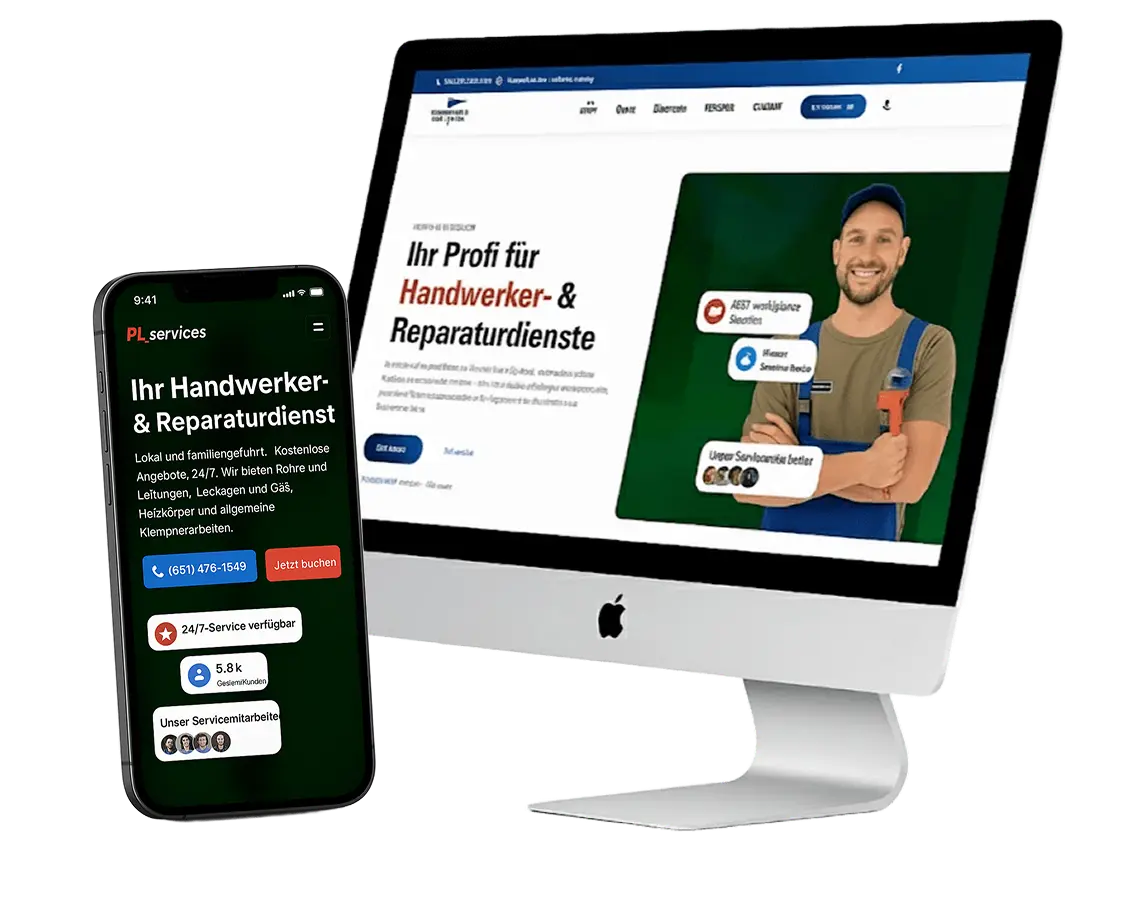 Illustration: Website eines Unternehmens auf verschiedenen Geräten